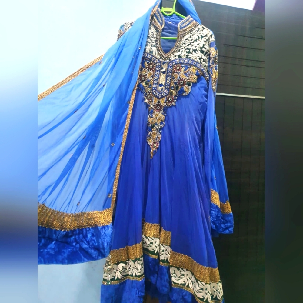 Floor Touch Anarkali Suit. With Duppata Embellished Stones - Picture 1 of 7